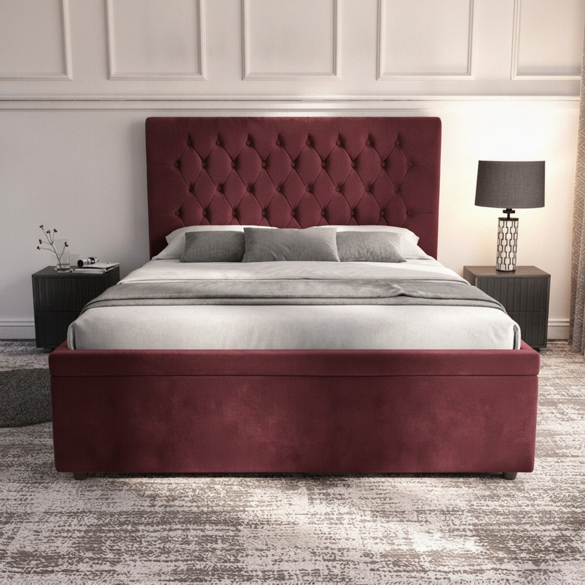Claret Hampshire Ottoman Bed with Gas-Lift Storage