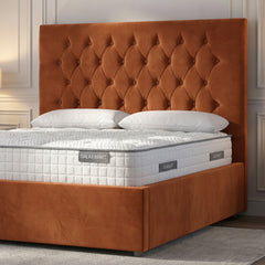 Burnt Orange Hampshire Ottoman Bed with Gas-Lift Storage