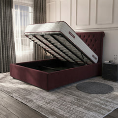 Claret Hampshire Ottoman Bed with Gas-Lift Storage