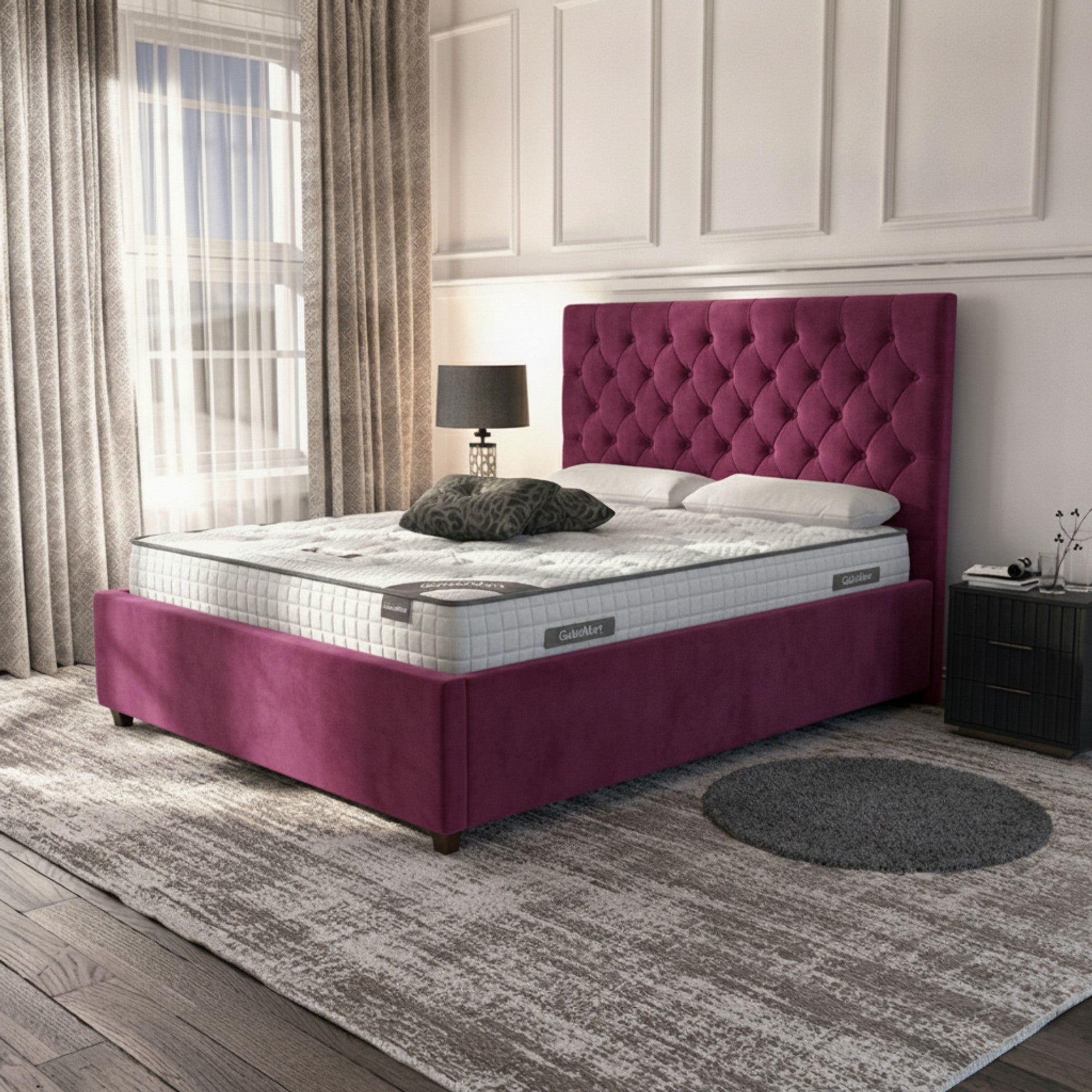 Cerise Hampshire Ottoman Bed - Gas-Lift Storage | GalaxiMart