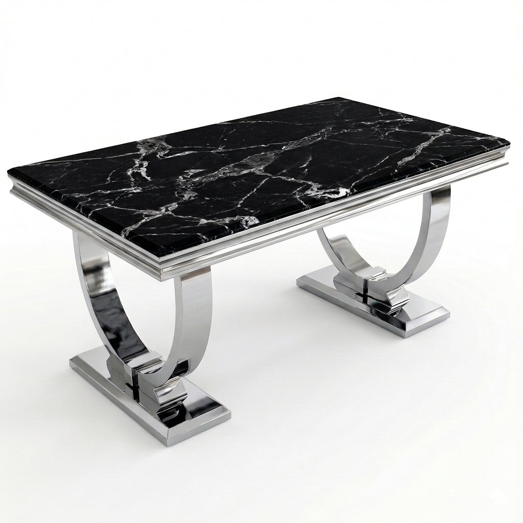 Arianna Black Marble Chrome Coffee Table