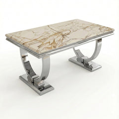 Arianna Cream Marble Chrome Coffee Table