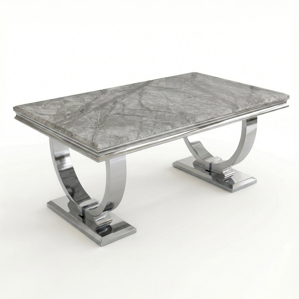 Arianna Grey Marble Chrome Coffee Table