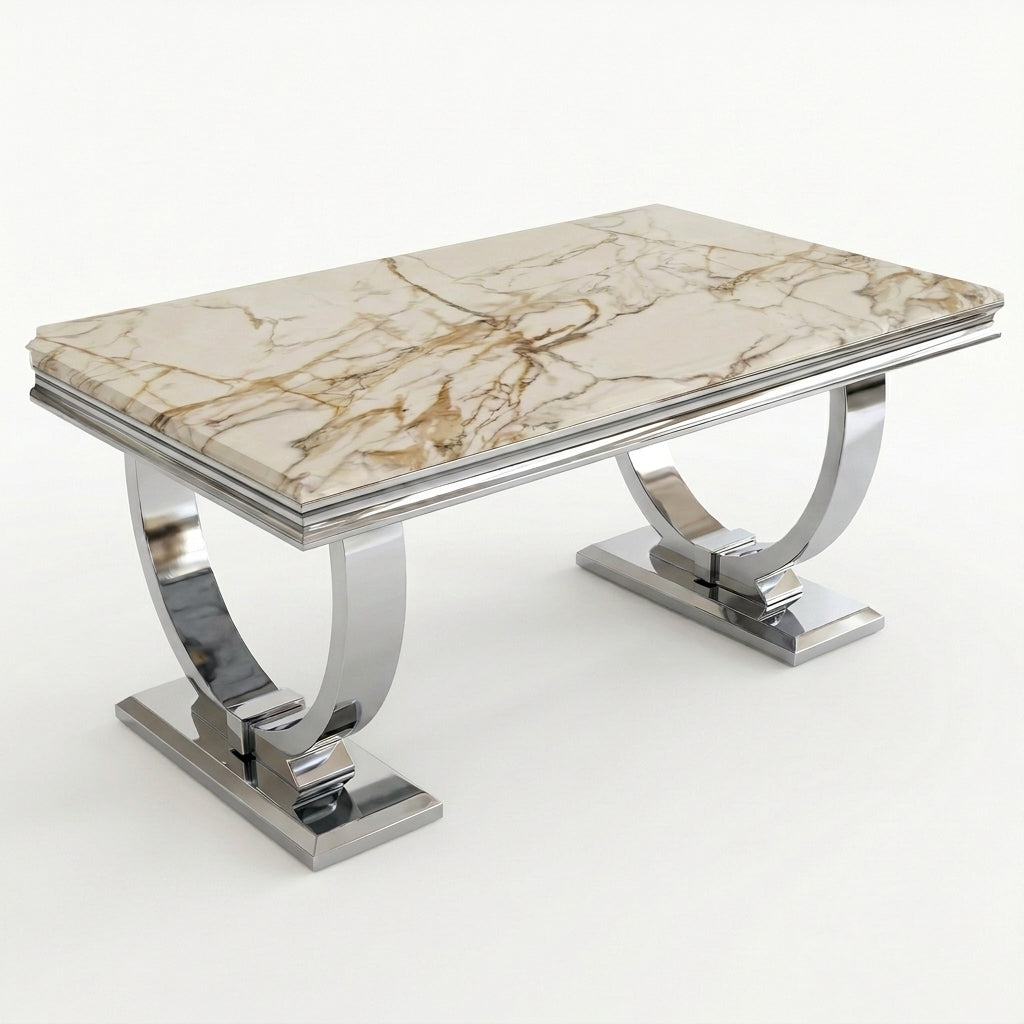 Arianna White & Gold Marble Chrome Coffee Table