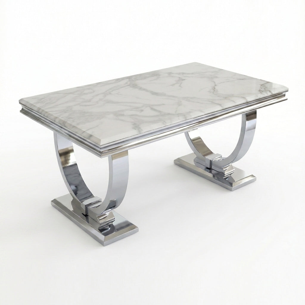 Arianna White Marble Chrome Coffee Table
