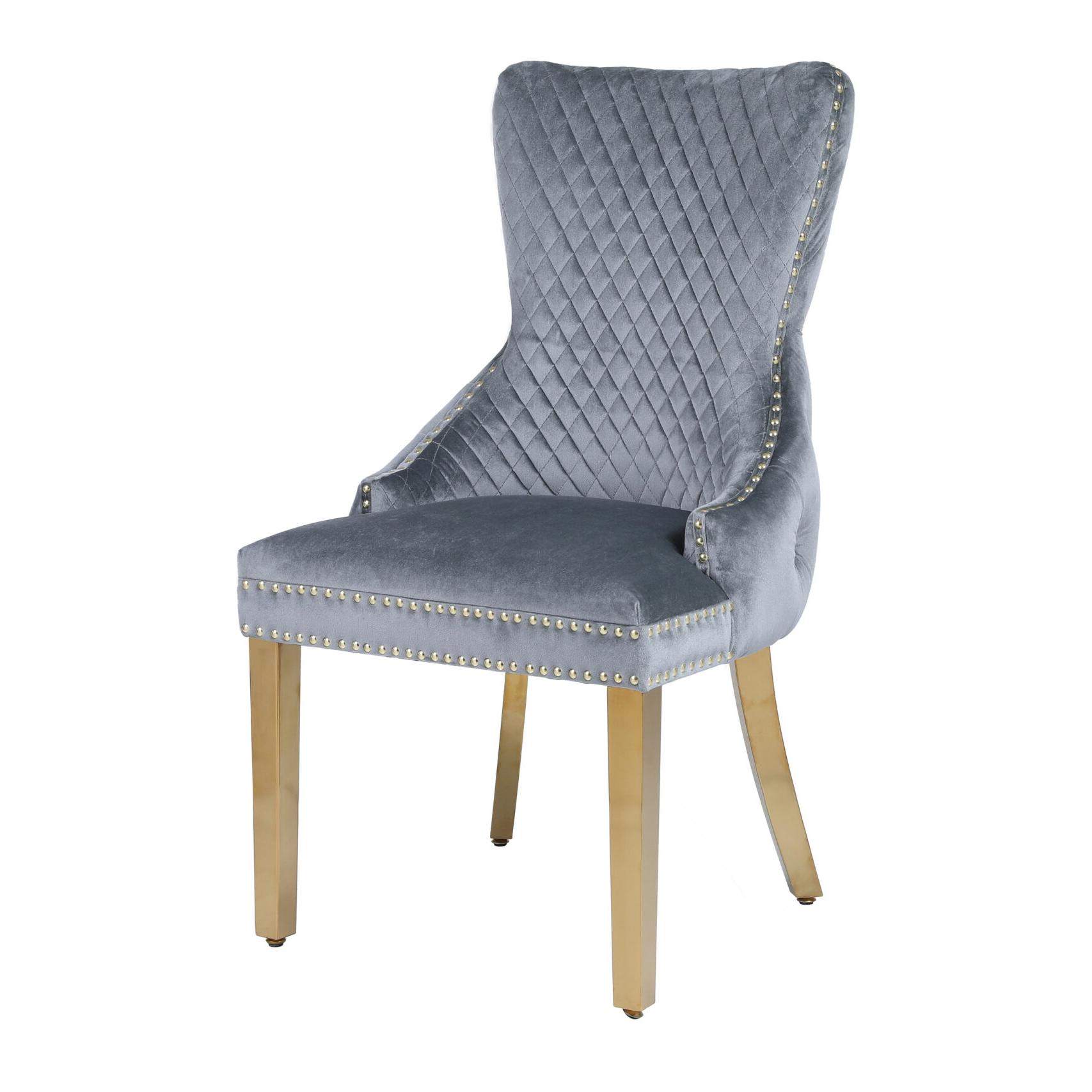 Arianna Grey Marble Dining Table & Gold Base with Victoria Velvet Chairs