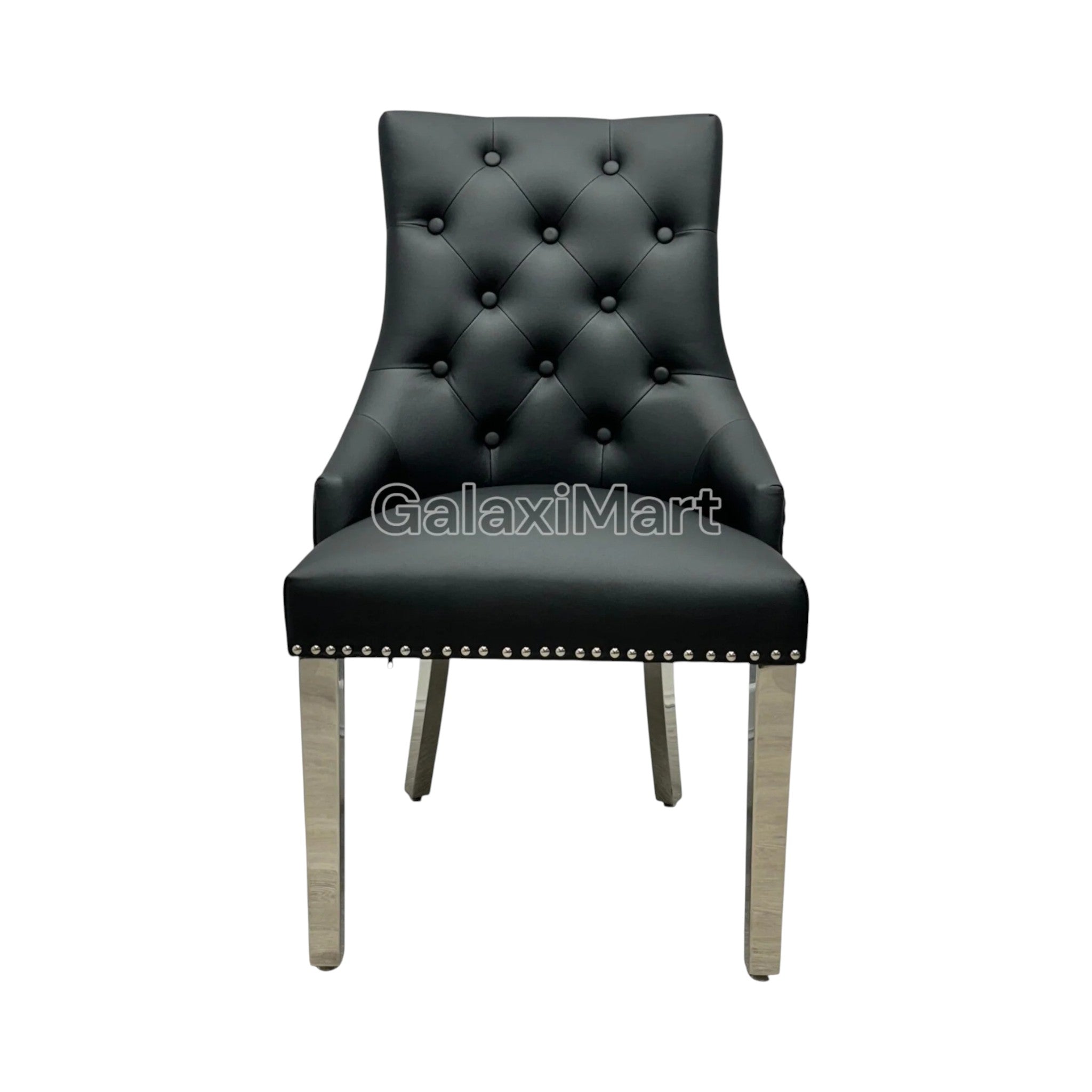 2 X PU Leather Lion Knocker Dining Chairs | Luxury Quilted Design