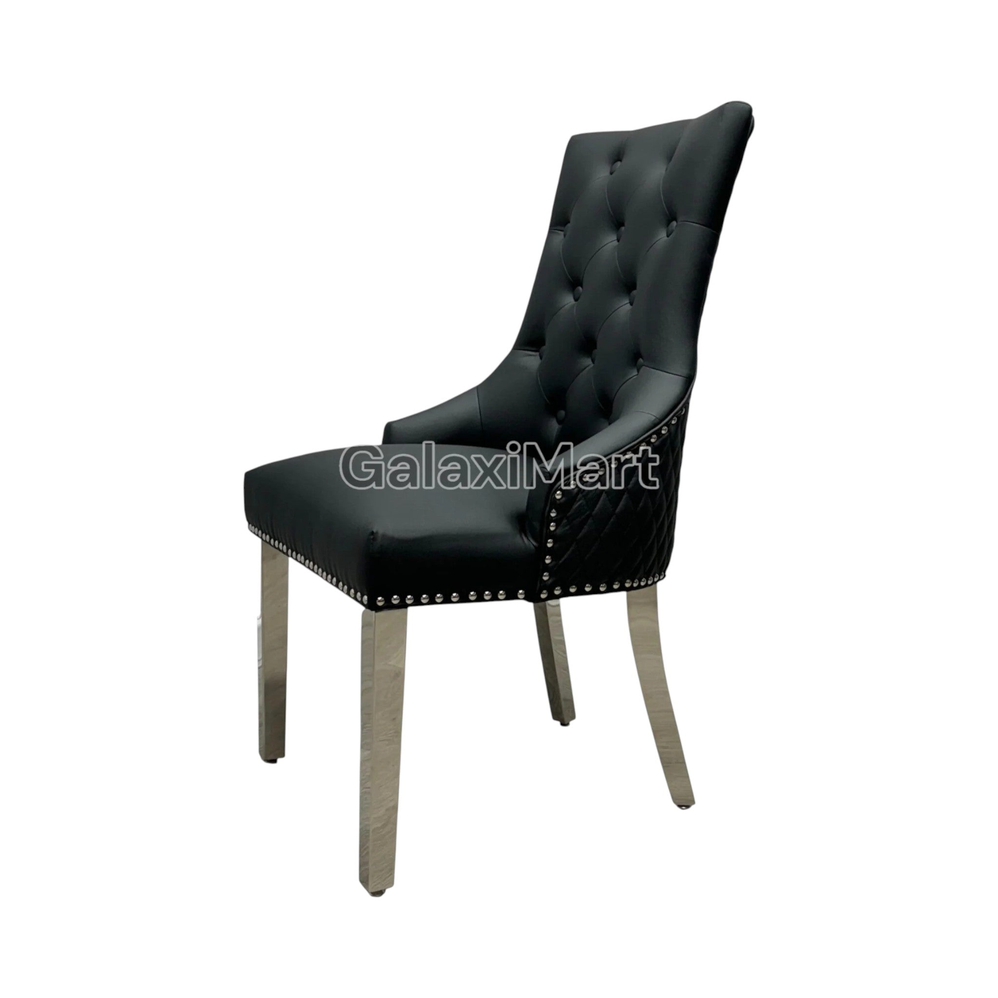 2 X PU Leather Lion Knocker Dining Chairs | Luxury Quilted Design