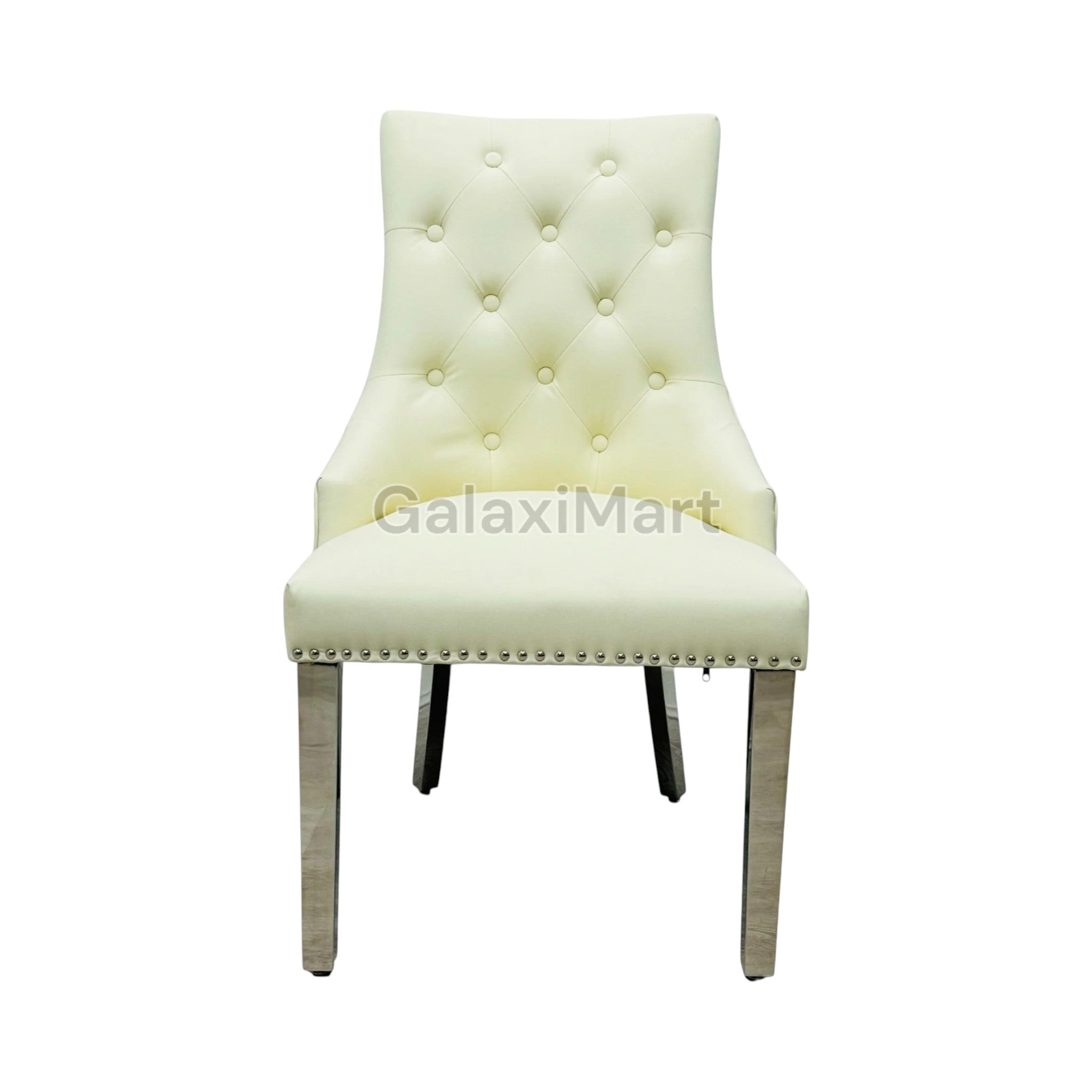 2 X PU Leather Lion Knocker Dining Chairs | Luxury Quilted Design