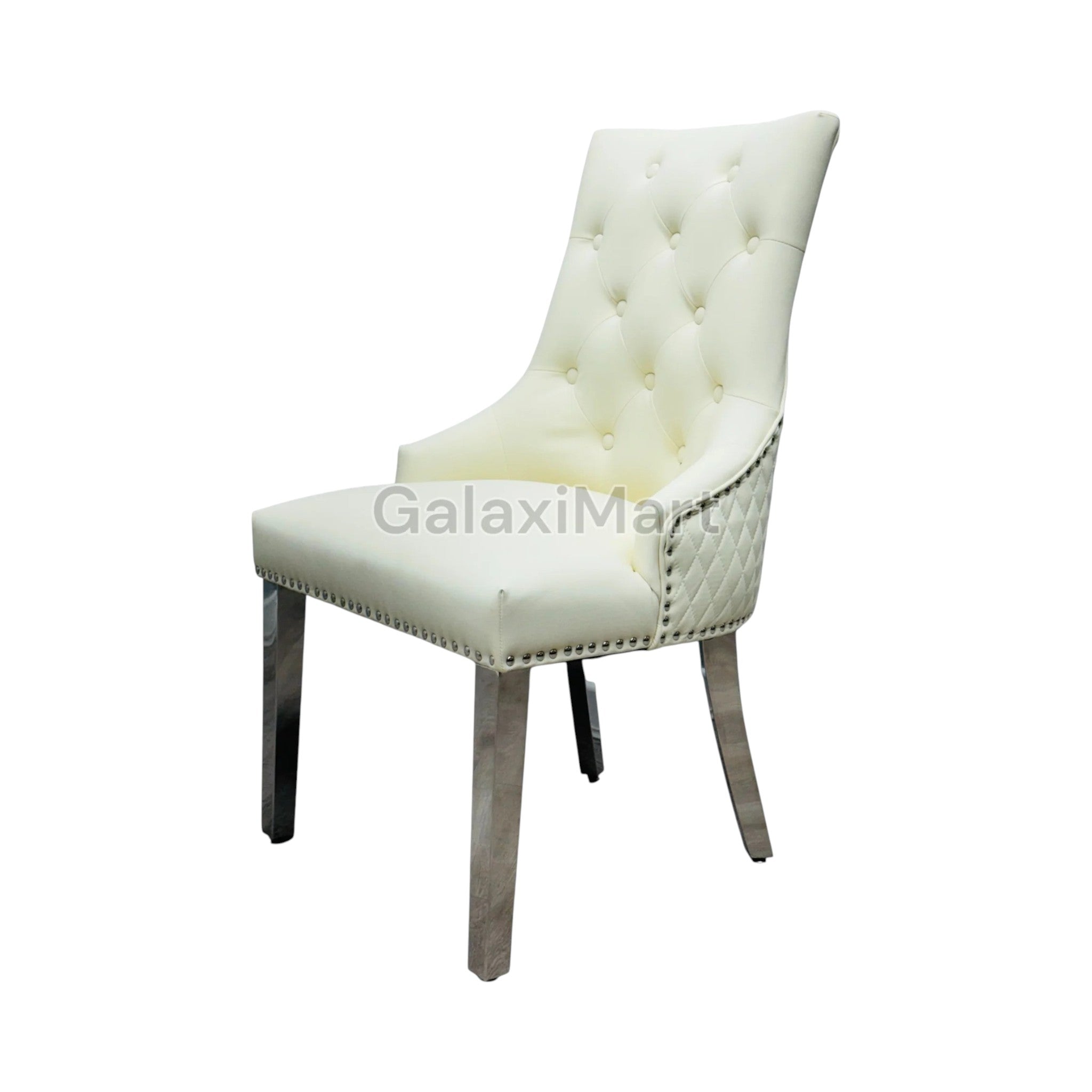 2 X PU Leather Lion Knocker Dining Chairs | Luxury Quilted Design