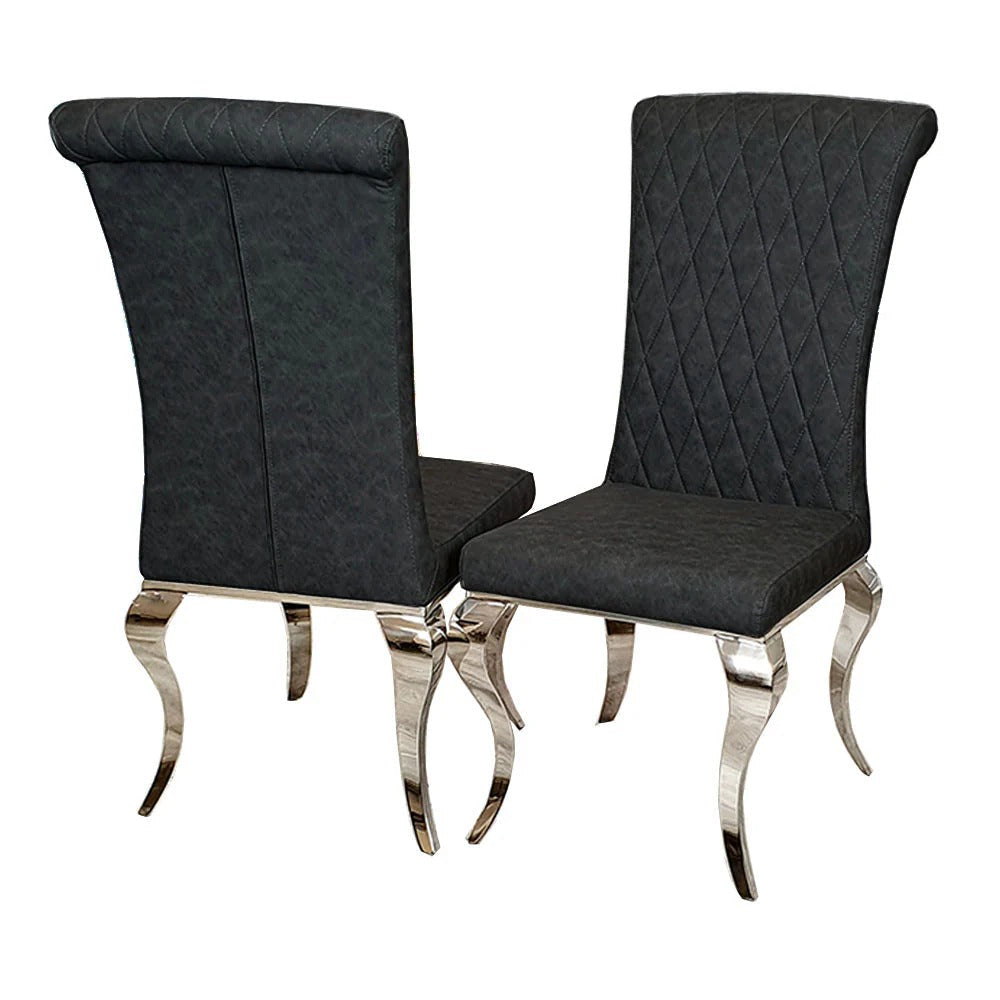 Arianna Grey Marble Dining Table with Nicole PU-Leather Dining Chairs
