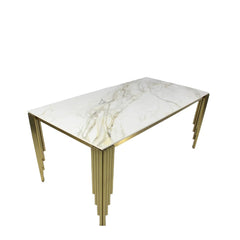 180cm Marble Ceramic Dining Table Set with Velvet Ring Knocker Chairs - 4, 6, 8 Seater Dining Set