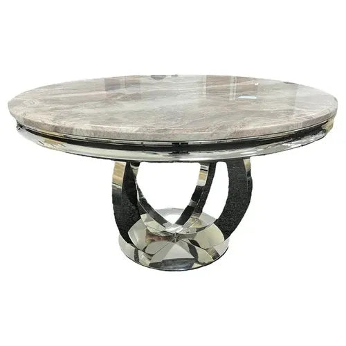 Chelsea 1.3m Round Marble Dining Table with Lasco Velvet Dining Chairs