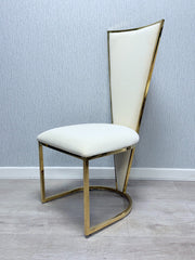 Arianna Grey Gold marble dining table & Vienna cream-gold Velvet chairs