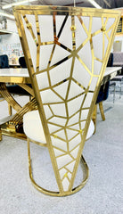 Arianna Grey Gold marble dining table & Vienna cream-gold Velvet chairs