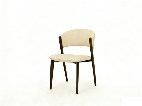 Almira 180cm Walnut & Travertine Dining Table with Catello Walnut & Cream Dining Chairs