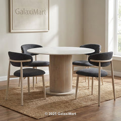 Amiri Round Dining Table with Dining Chairs Luxury Dining Set