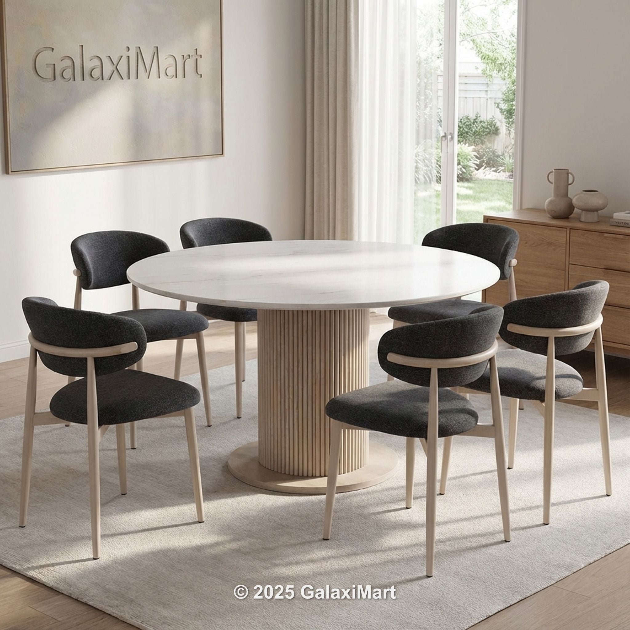 Amiri Round Dining Table with Dining Chairs Luxury Dining Set