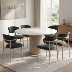 Amiri Round Dining Table with Dining Chairs Luxury Dining Set