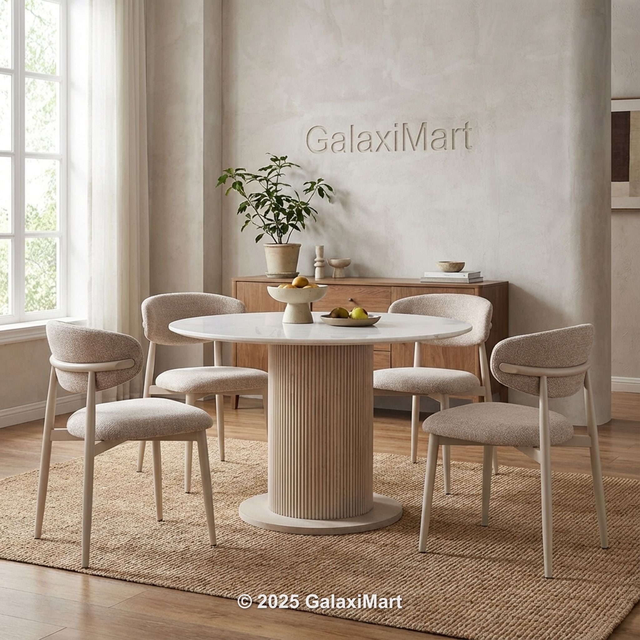 Amiri Round Dining Table with Dining Chairs Luxury Dining Set