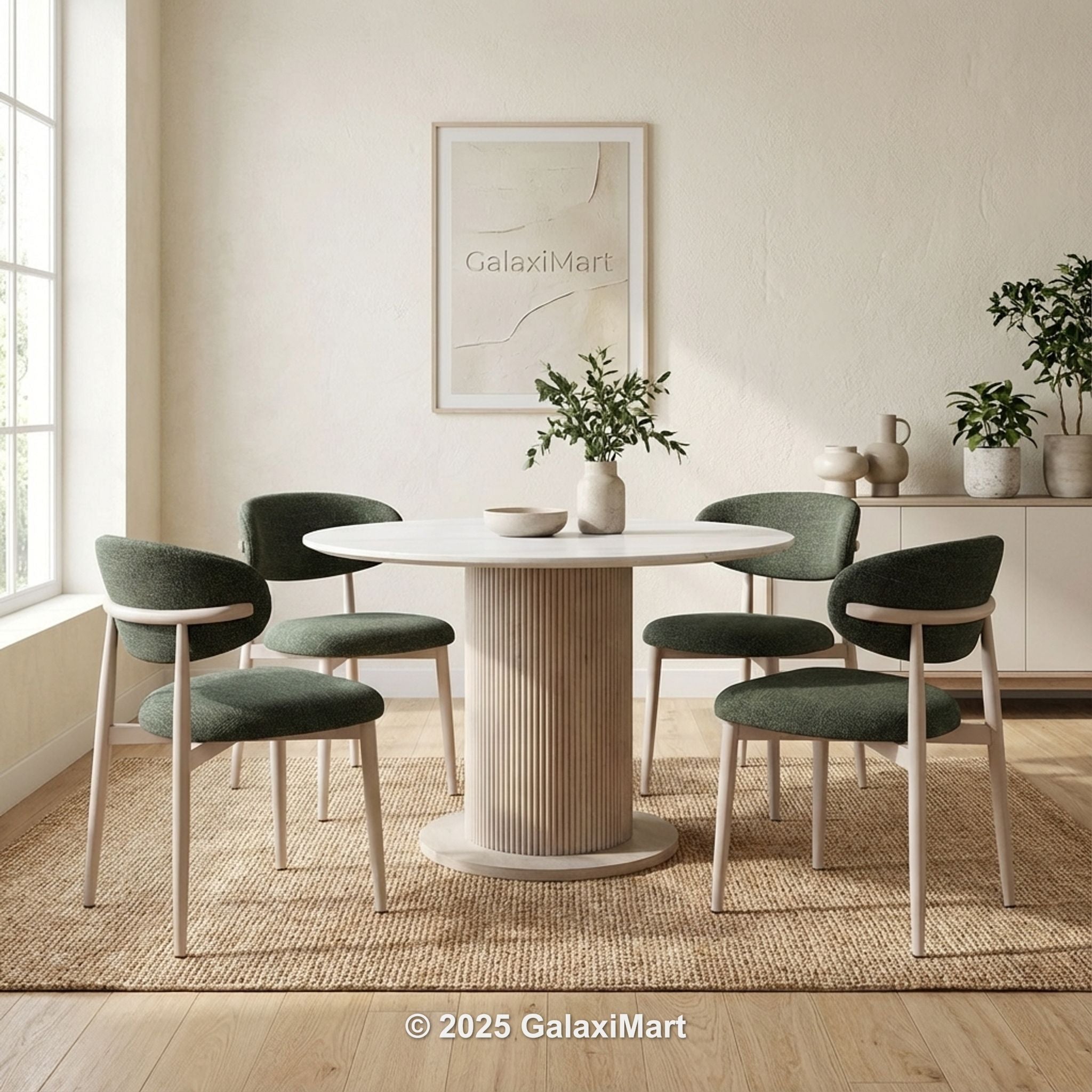 Amiri Round Dining Table with Dining Chairs Luxury Dining Set