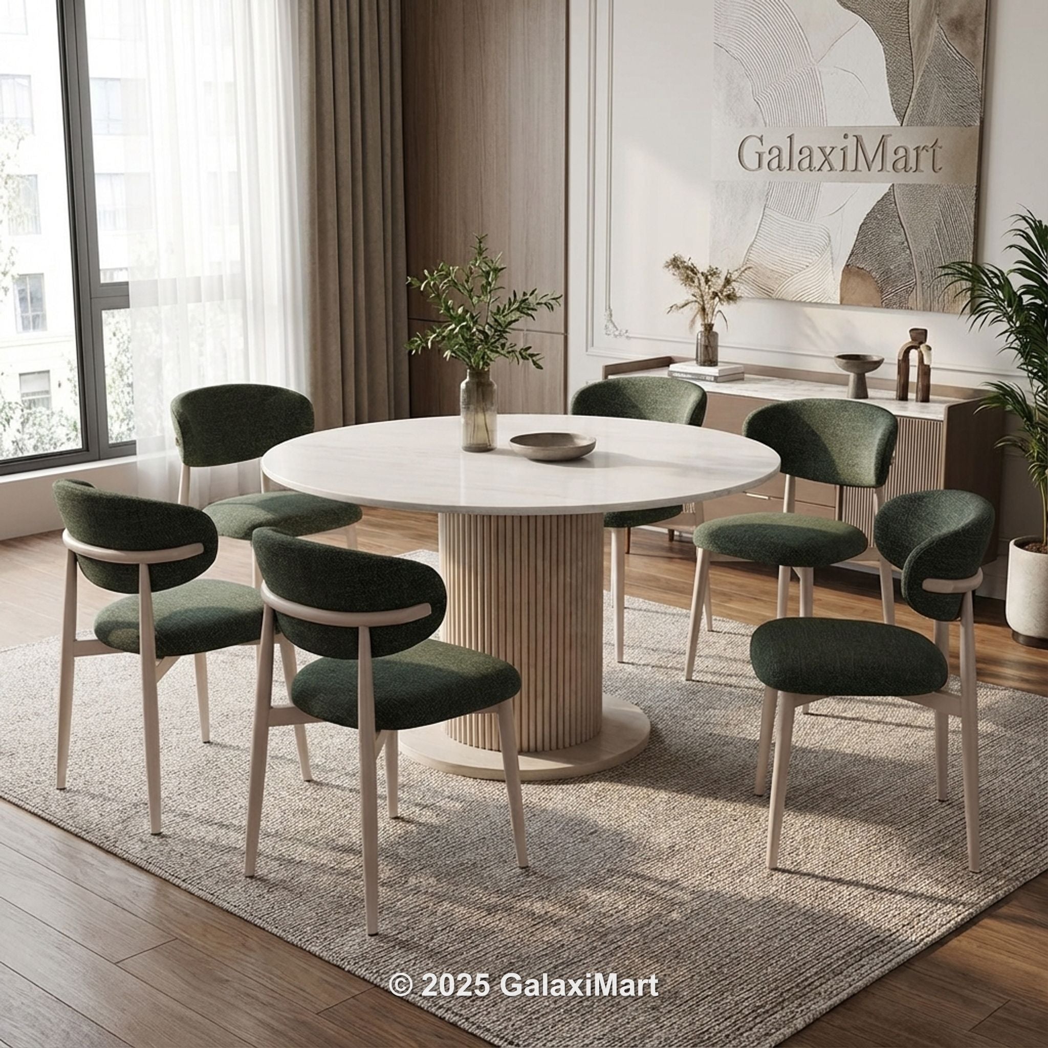 Amiri Round Dining Table with Dining Chairs Luxury Dining Set