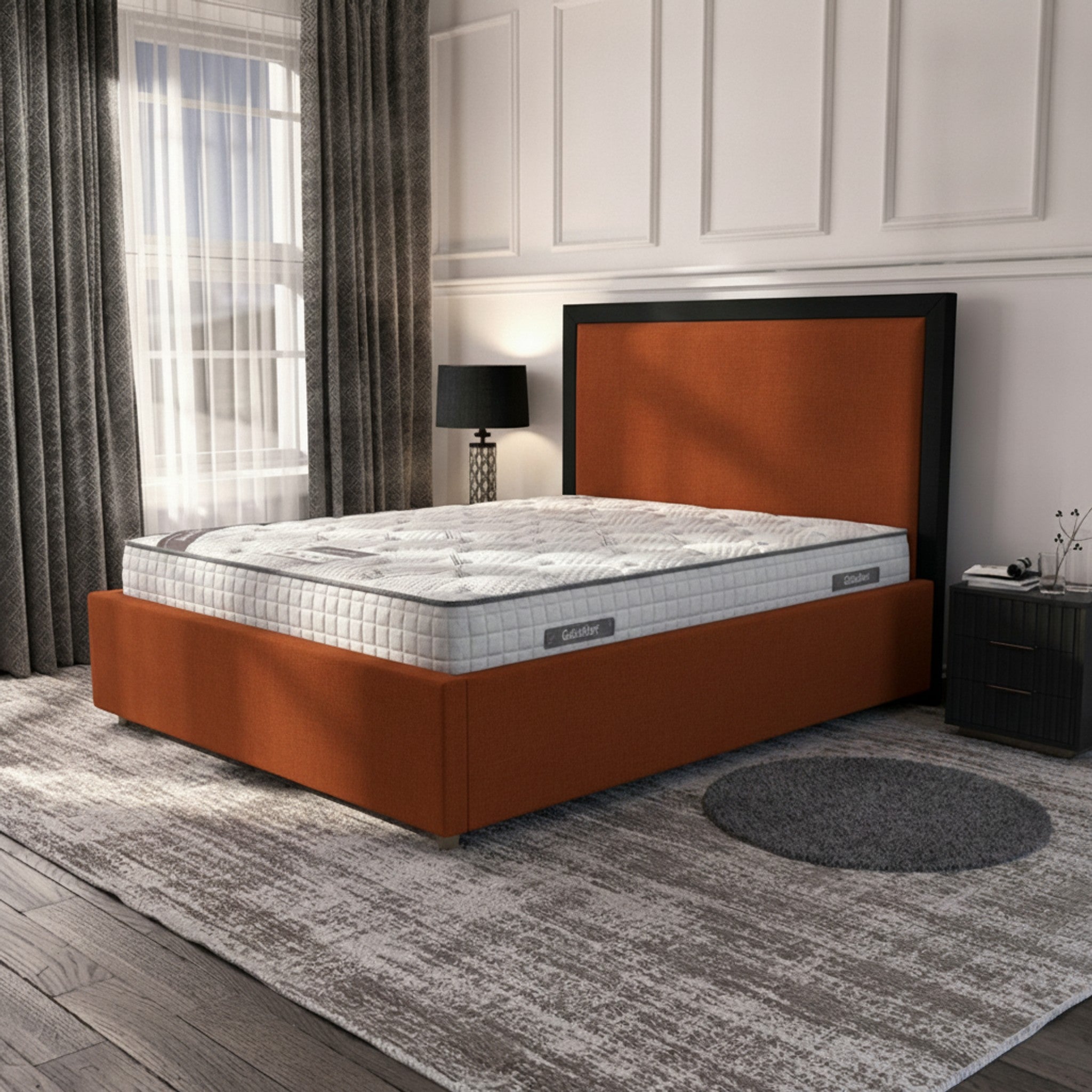 Burnt Orange Julian Ottoman Bed with Storage