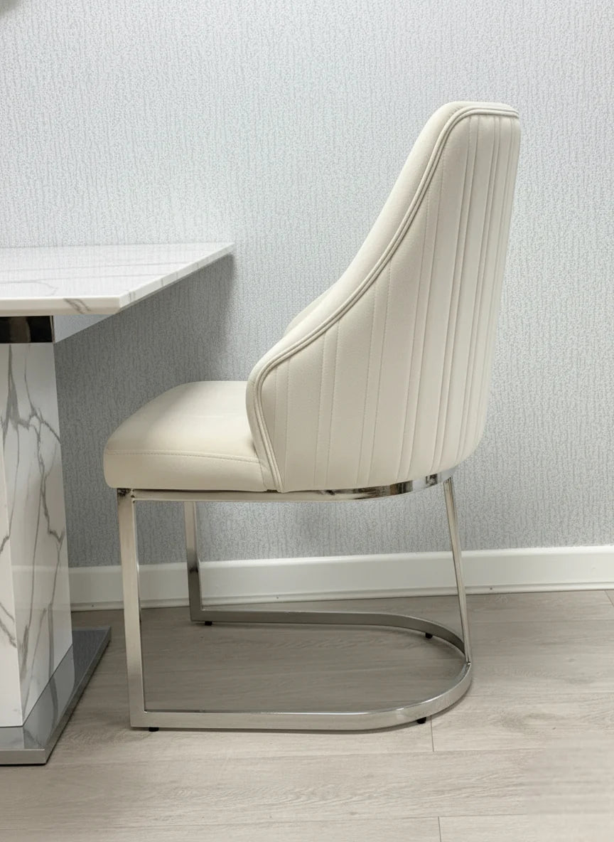 Arianna Marble Dining Table 150/180/200cm with Lasco Velvet Dining Chairs