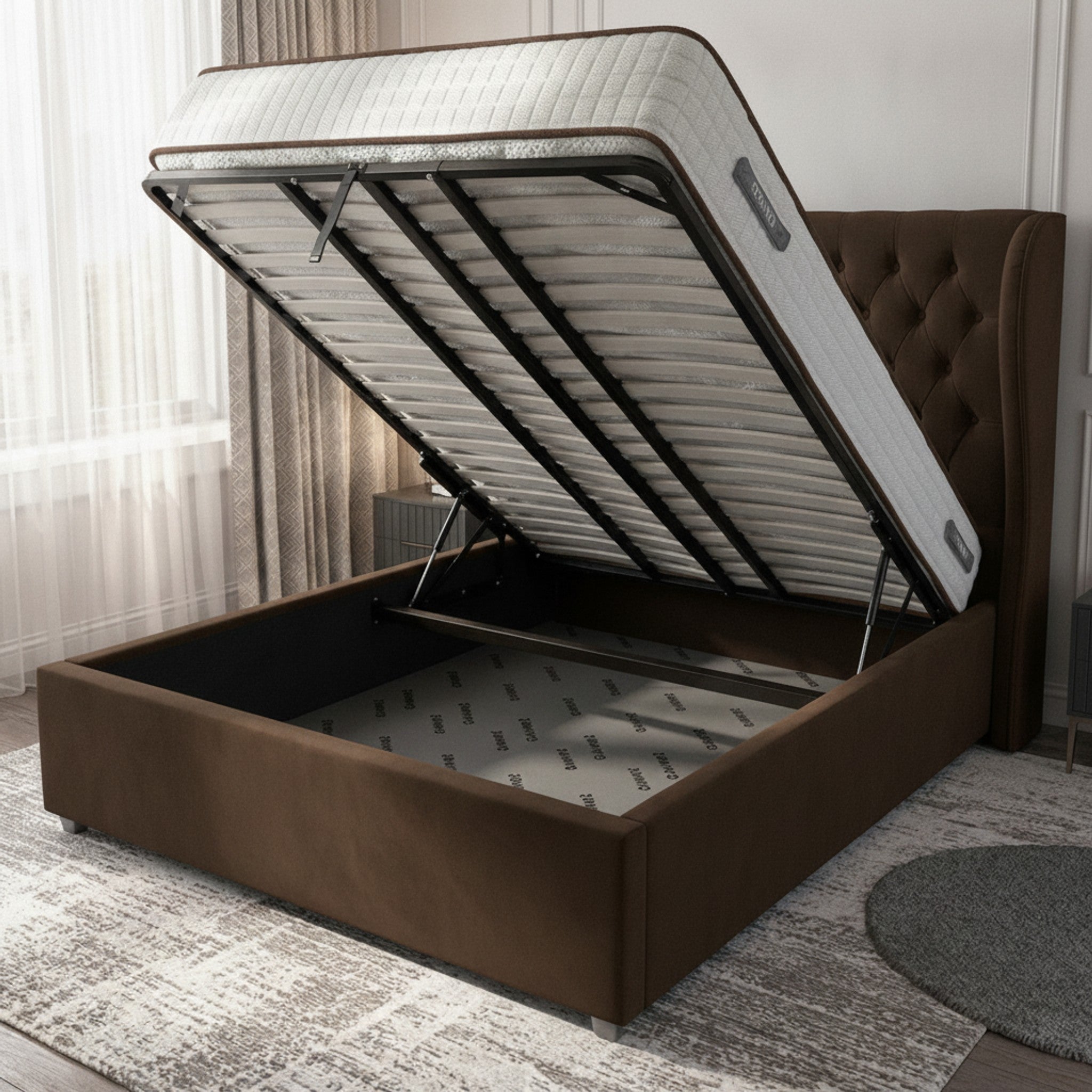 Bourneville Lifton Ottoman Bed - Gas Lift Storage