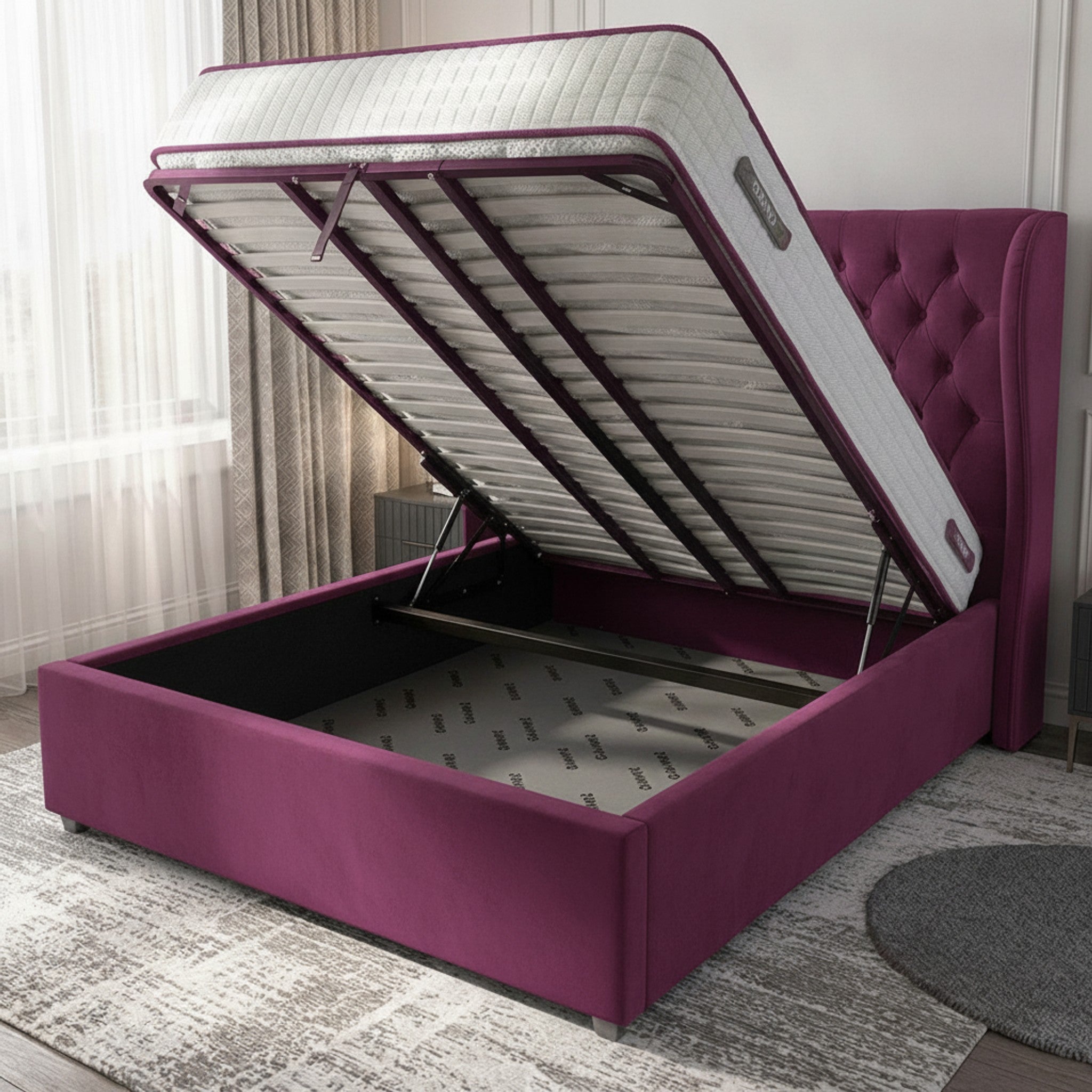Cerise Lifton Ottoman Bed - Gas-Lift Storage