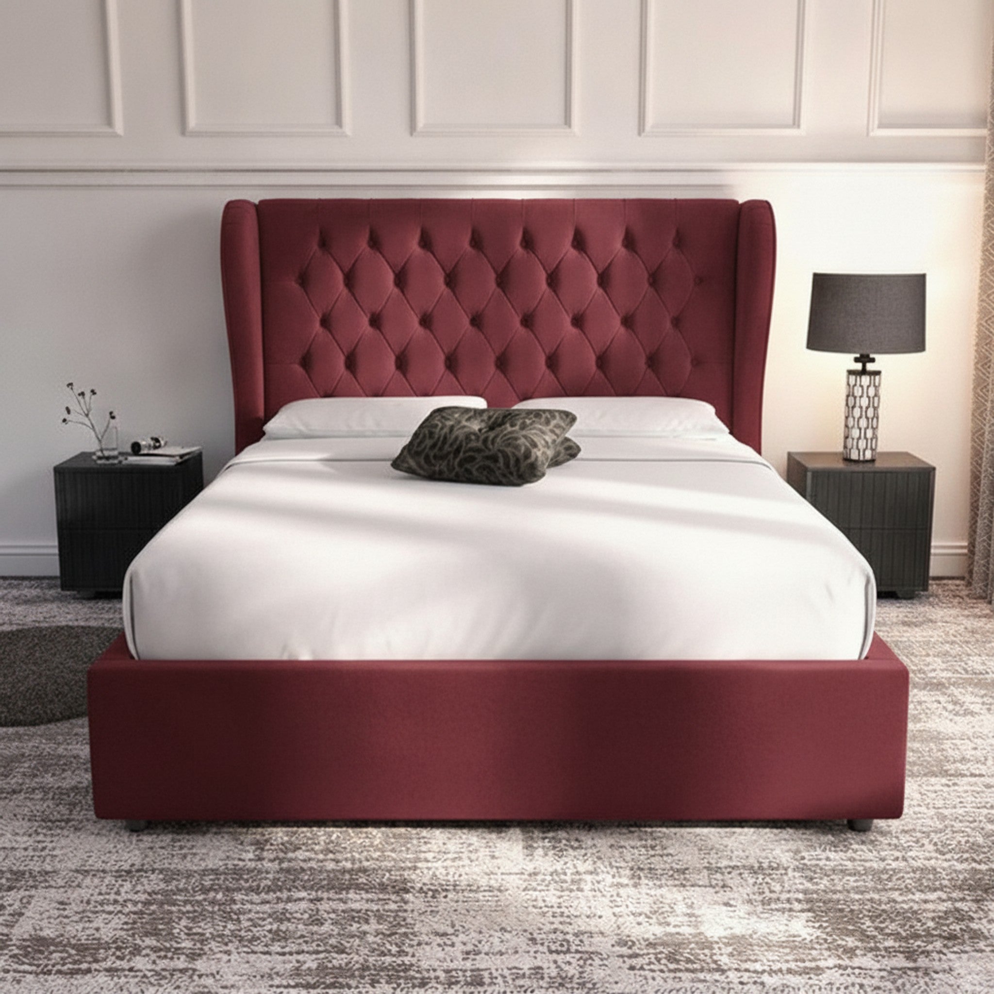 Claret Lifton Ottoman Bed | Premium Gas-Lift Storage