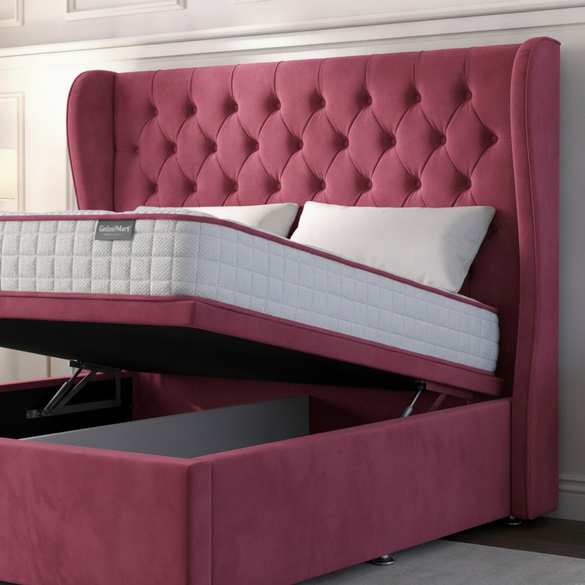 Cerise Lifton Ottoman Bed - Gas-Lift Storage
