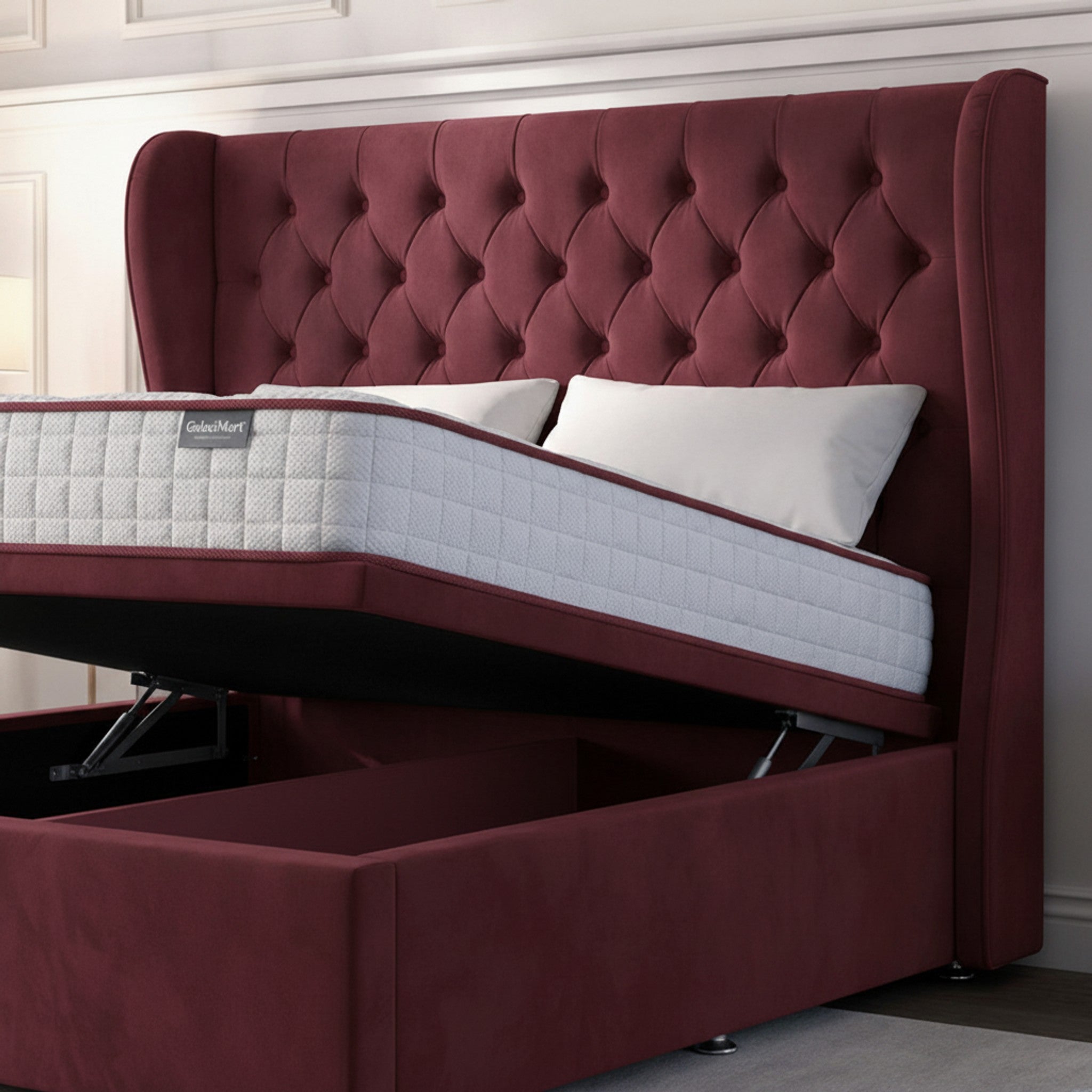 Claret Lifton Ottoman Bed | Premium Gas-Lift Storage