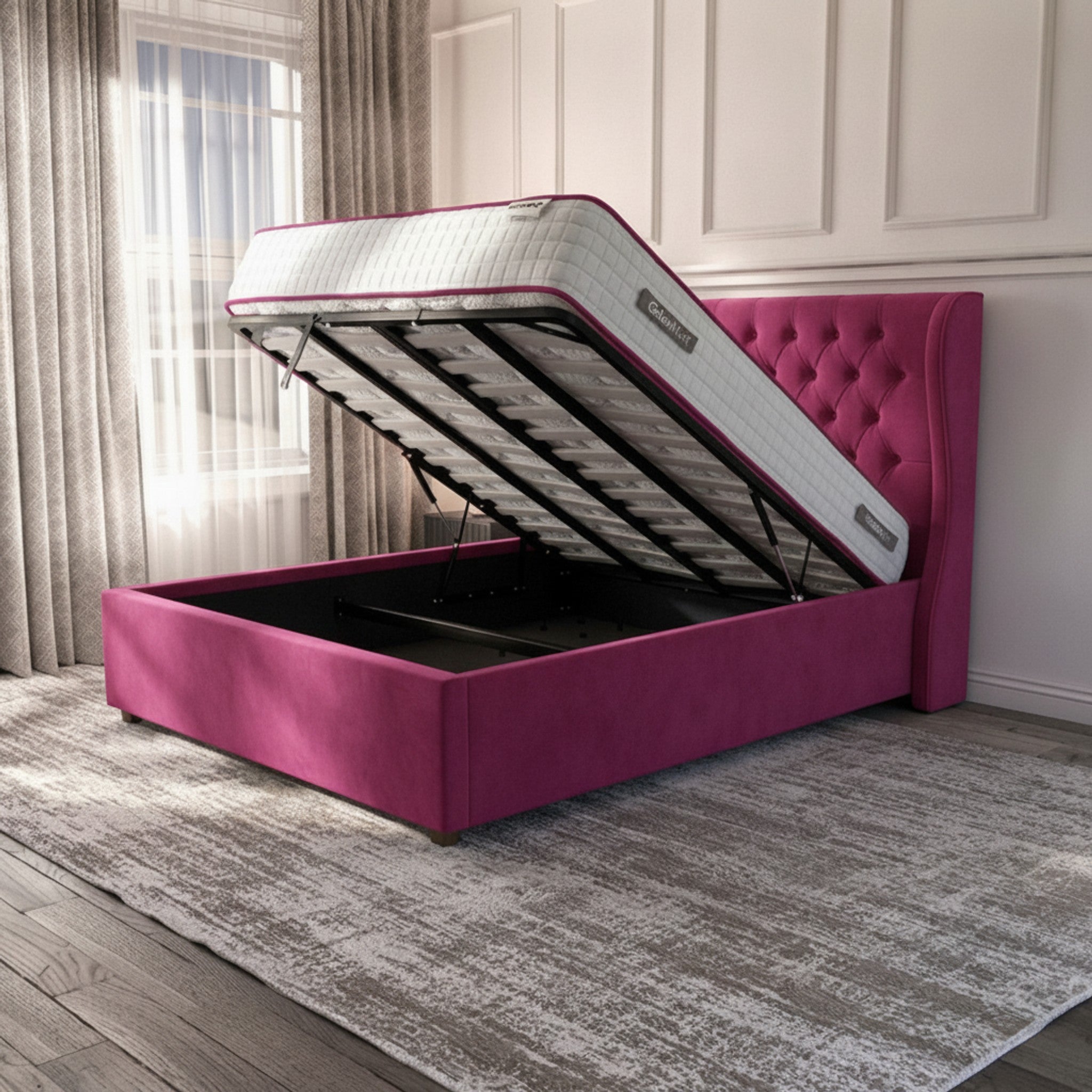 Cerise Lifton Ottoman Bed - Gas-Lift Storage