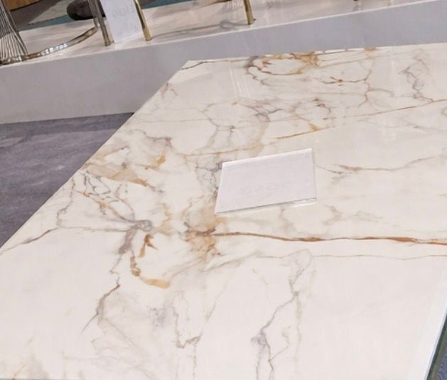 Ariel Marble & Chrome Dining Table – Modern Luxury Dining Table