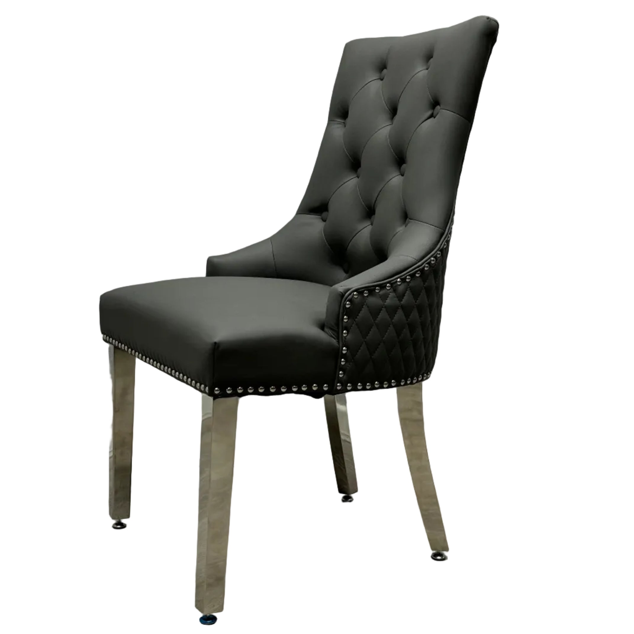 Arianna Grey Marble Dining Table with Majestic PU-Leather Dining Chairs