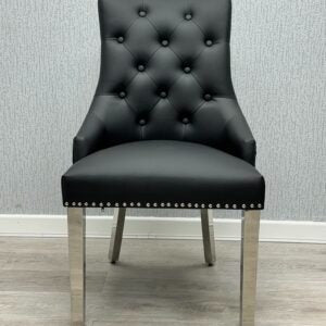 Arianna Grey Marble Dining Table with Majestic PU-Leather Dining Chairs