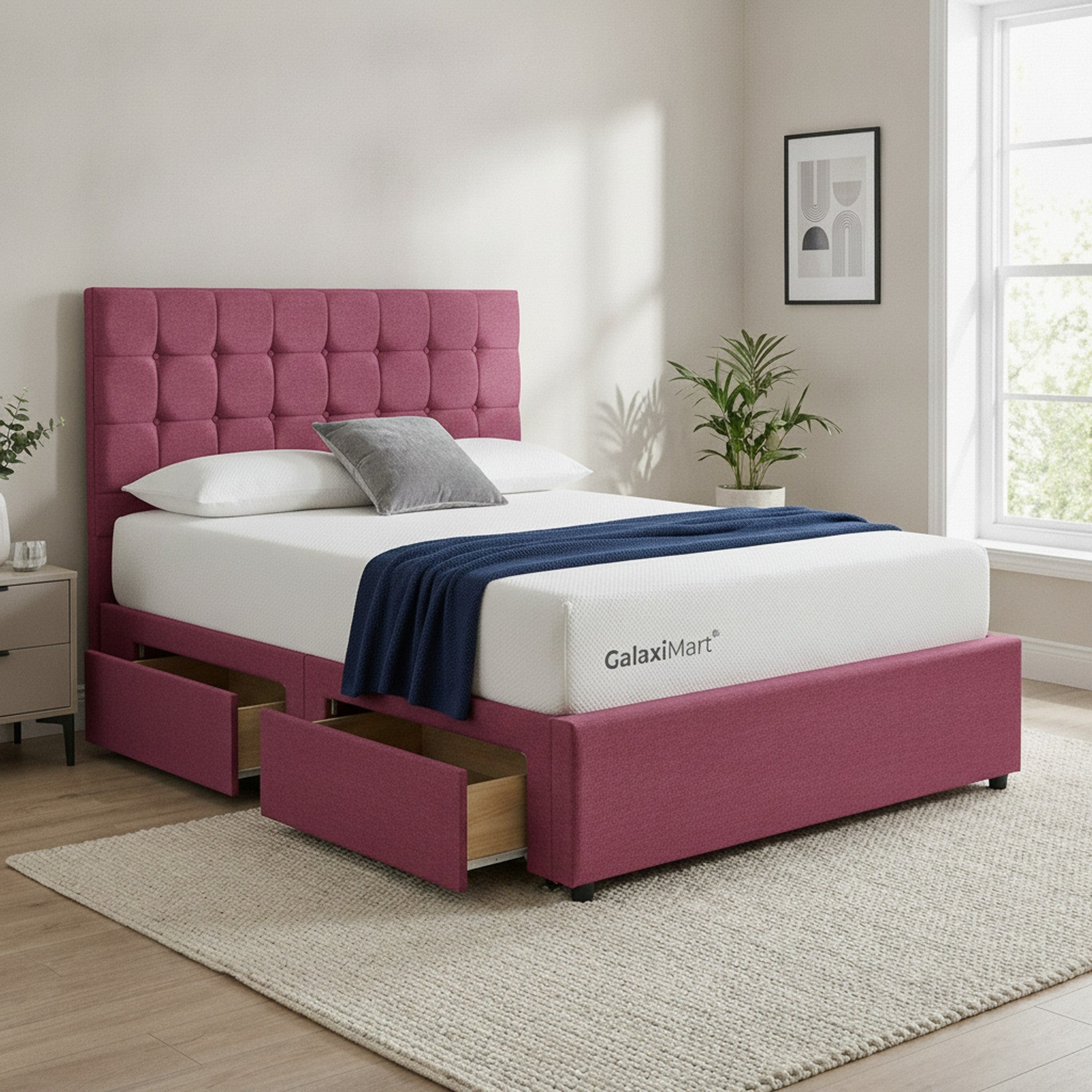 Cerise Mayfair Divan Bed with Storage