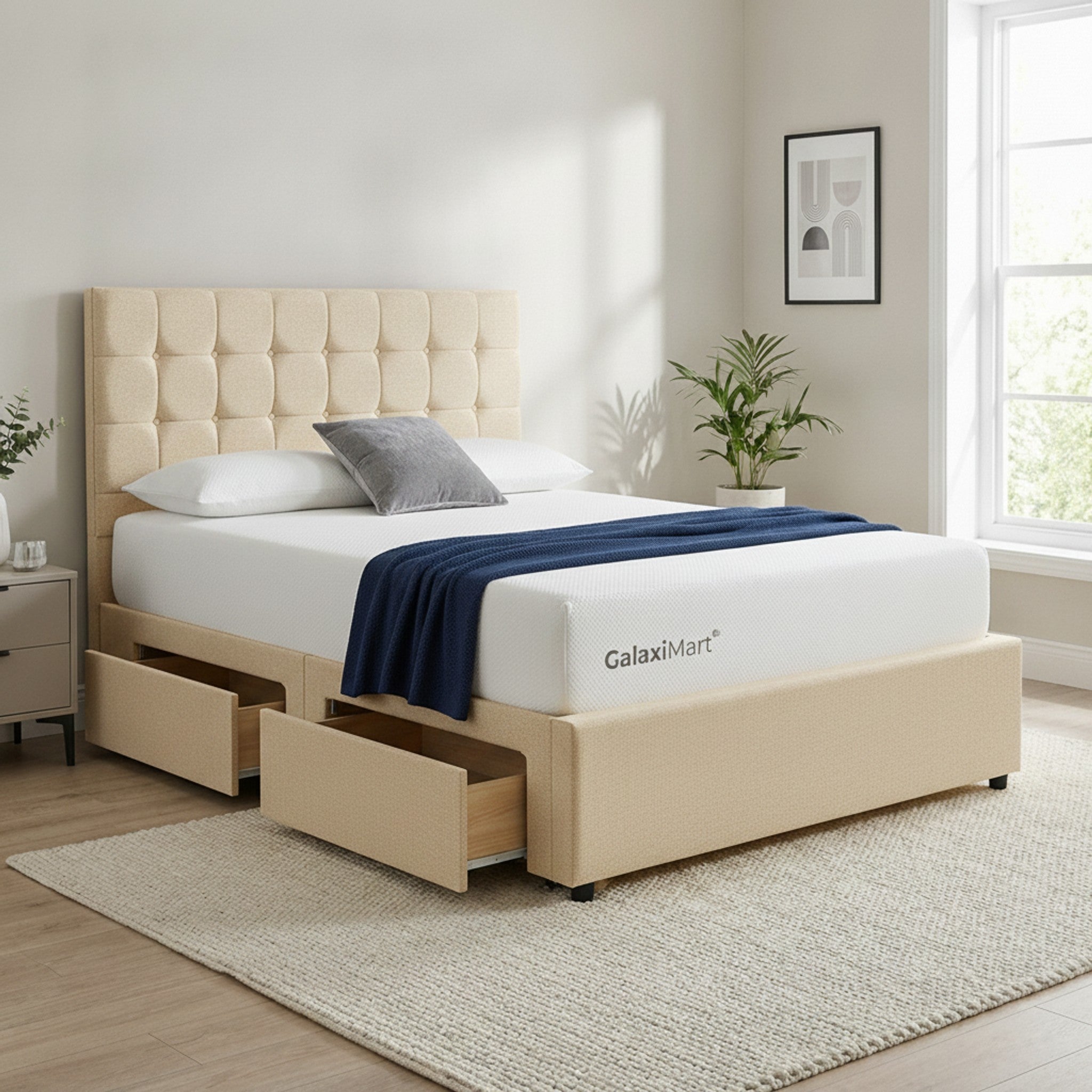 Cream Mayfair Divan Bed with Storage