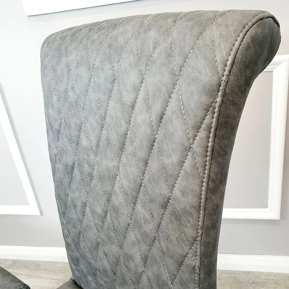 Arianna Grey Marble Dining Table with Nicole PU-Leather Dining Chairs