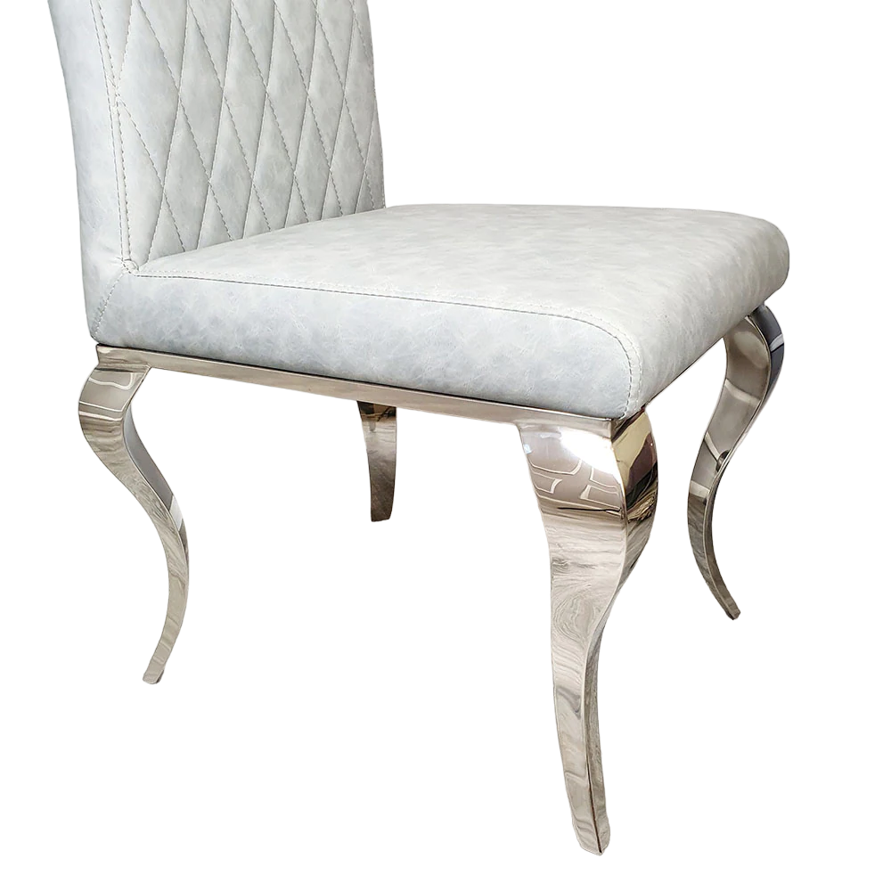 Arianna Grey Marble Dining Table with Nicole PU-Leather Dining Chairs
