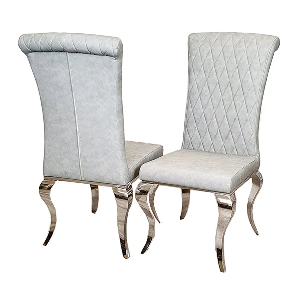 Ariel Grey Marble Dining Table with Nicole PU Leather Dining Chairs