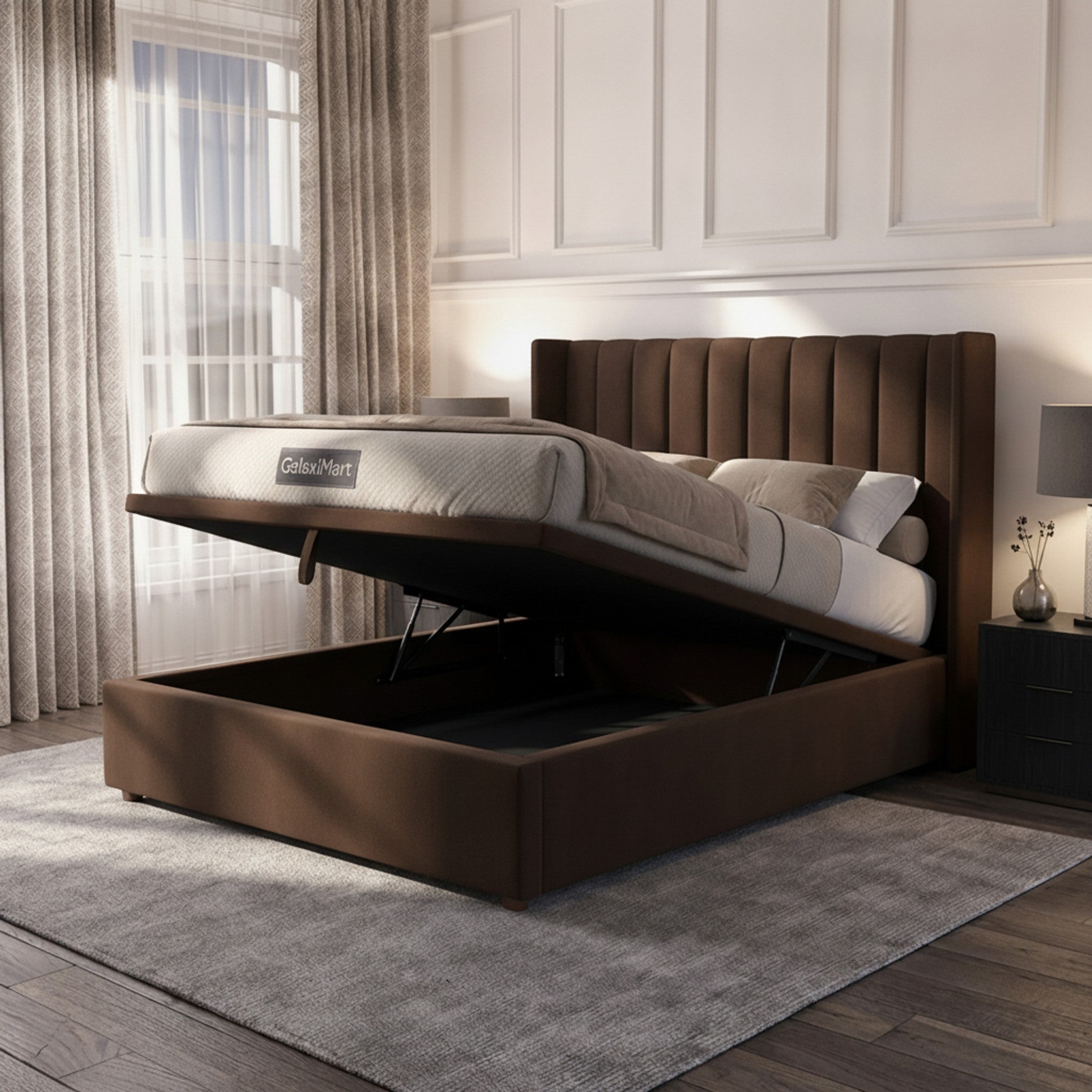 Bourneville Oasis Wingback Ottoman Bed | GalaxiMart