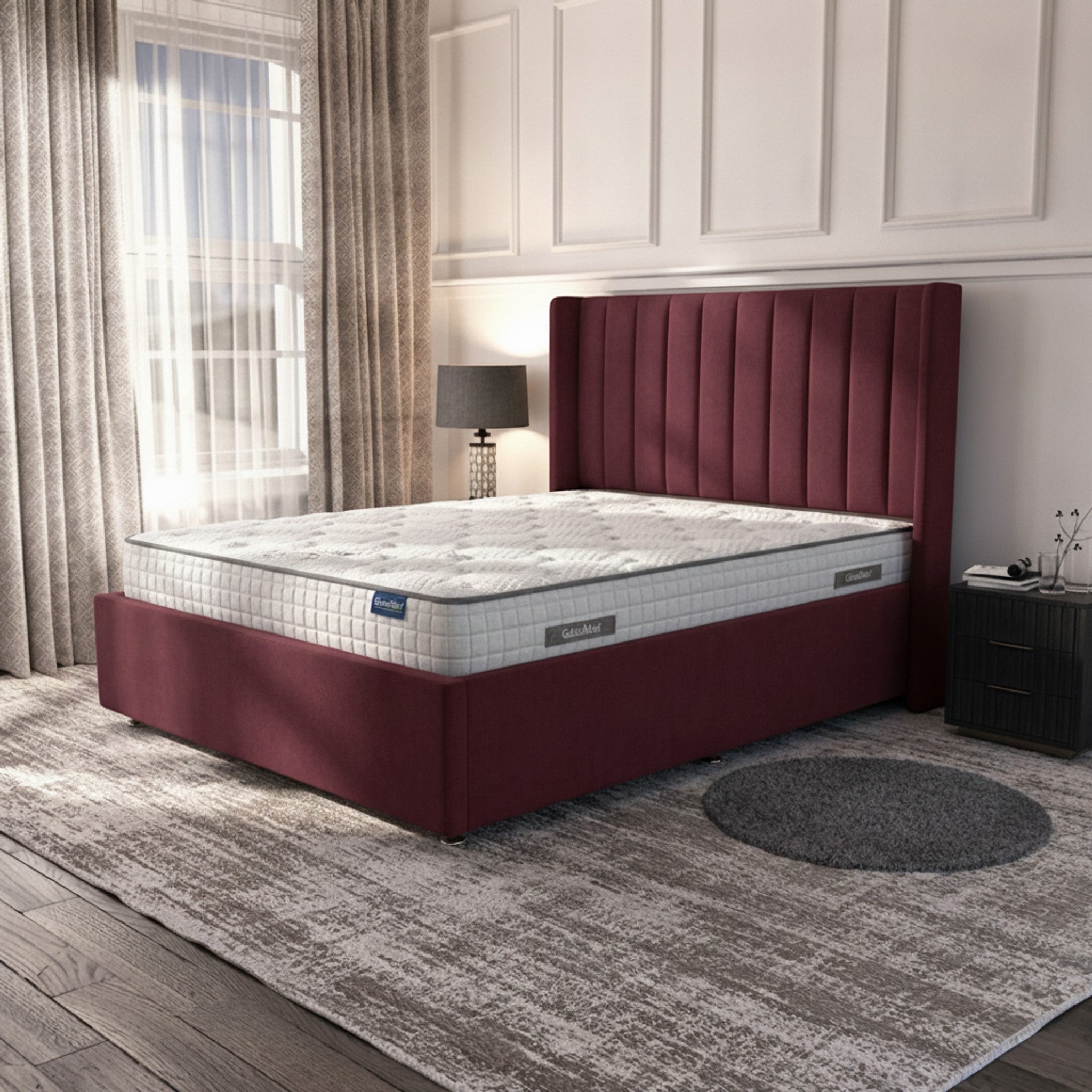 Claret Oasis Wingback Ottoman Bed | Premium Storage Solution