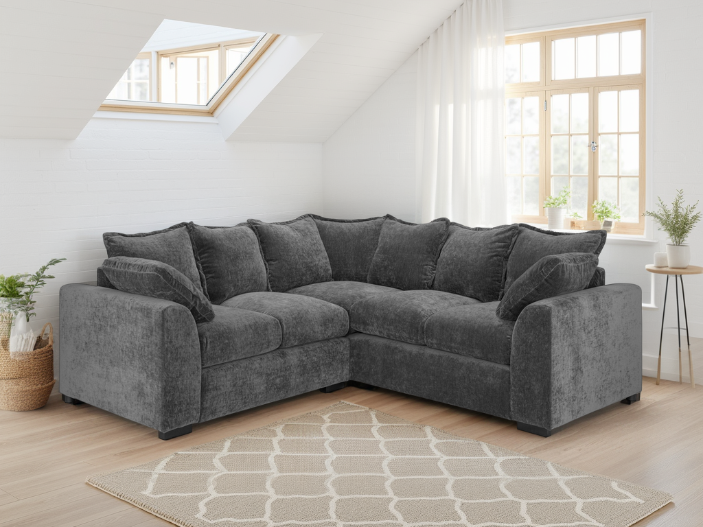 Colbee Large Corner Sofa 5 Seater Fabric Teal/Natural/Grey Modern Lounge Sofa