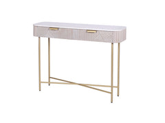 Amiri Marble & Mango Wood Console Table | Gold Iron Frame | 105cm