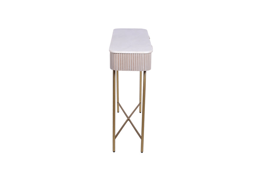 Amiri Marble & Mango Wood Console Table | Gold Iron Frame | 105cm