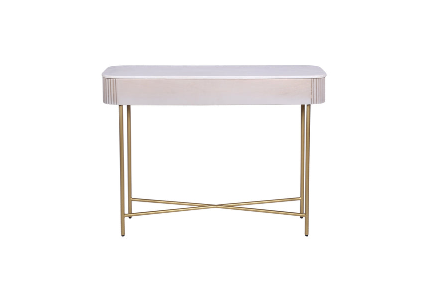 Amiri Marble & Mango Wood Console Table | Gold Iron Frame | 105cm