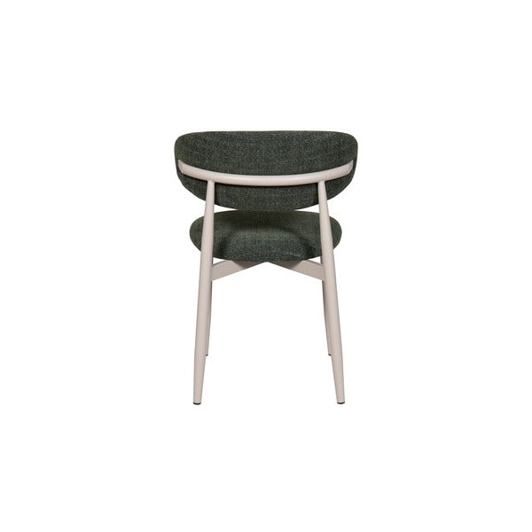Amiri Modern Curved Boucle Dining Chair With Natural Wood Finish Legs