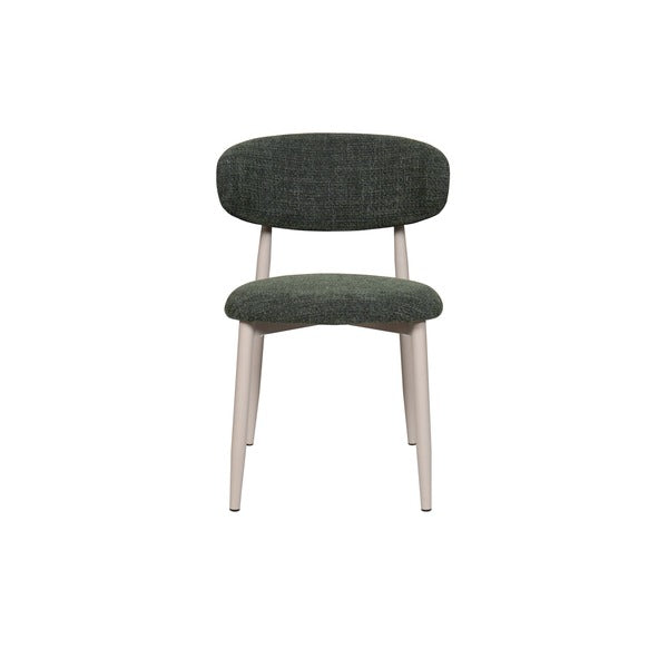 Amiri Modern Curved Boucle Dining Chair With Natural Wood Finish Legs
